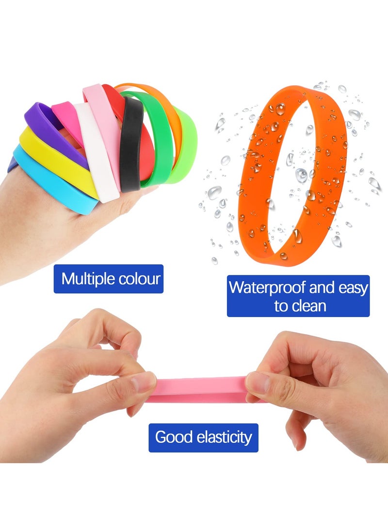 SUNSAR 12 Pack Rubber Bracelets Silicone Wrist Bands, Assorted Color Rubber Band Bracelet Kit Rubber Wristbands Stretch Silicone Bracelets for Sports Game Party Favors Cup Markers for Women Men - Image 3