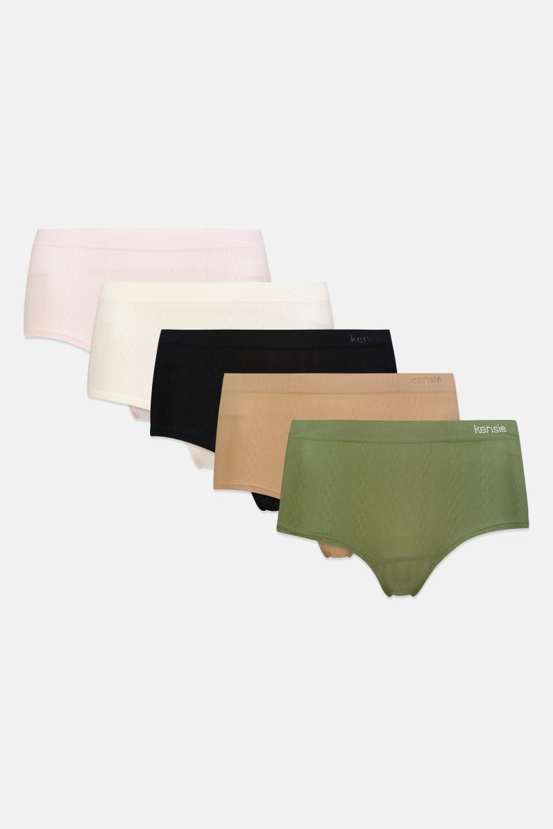 Kensie Women 5 Pieces Brand Logo Panties, Multicolor - Image 1