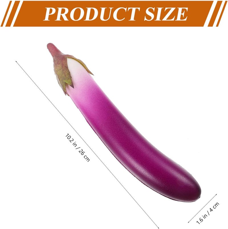 Lifelike Eggplant Artificial Vegetable Photo Prop, 2pcs Pu Realistic Eggplant Model for Home Kitchen Décor and Photography Display - Image 2