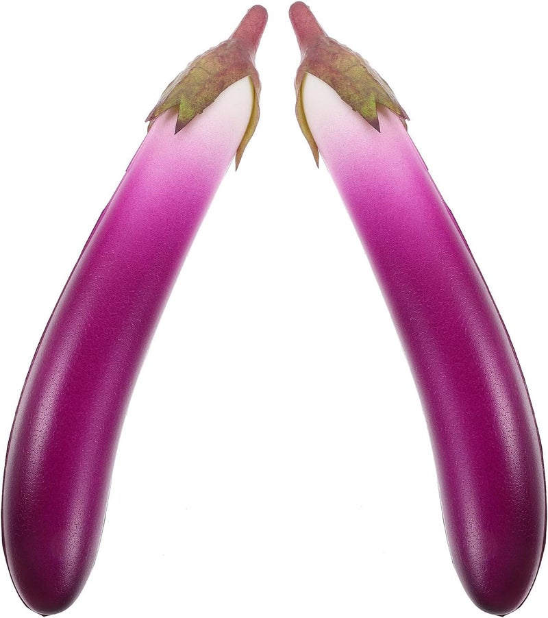 Lifelike Eggplant Artificial Vegetable Photo Prop, 2pcs Pu Realistic Eggplant Model for Home Kitchen Décor and Photography Display - Image 1
