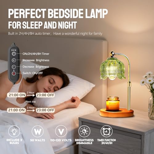 GEEZO Fragrance Candle Warmer LampElectric Candle Warmer with Timer DimmerMom Christmas Birthday Gifts for Women House Warming Gifts New Home Bedroom Decor - Image 3