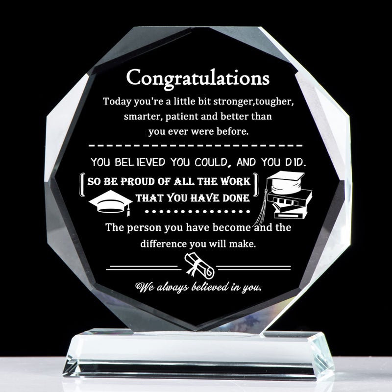 Movdyka College Graduation Gifts for Her Him High School Class of 2025 Cool Graduation Gifts for Him Her Congratulations Inspirational Glass Keepsake Present for Masters PHD Degree