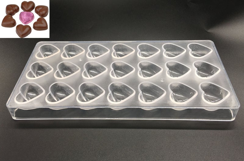 KOOTIPS Candy Making Mold, Diamond Clear Polycarbonate Chocolate Mold Jelly Candy Making Mold 21-Piece Tray (Heart candy mold) - Image 1