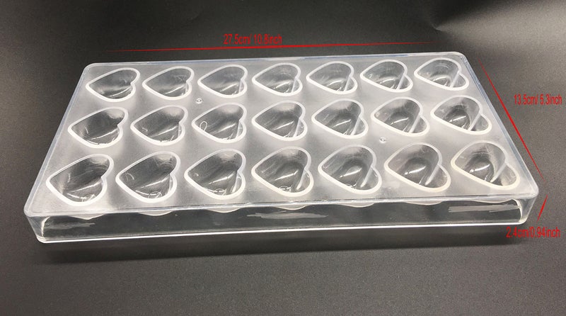 KOOTIPS Candy Making Mold, Diamond Clear Polycarbonate Chocolate Mold Jelly Candy Making Mold 21-Piece Tray (Heart candy mold) - Image 4