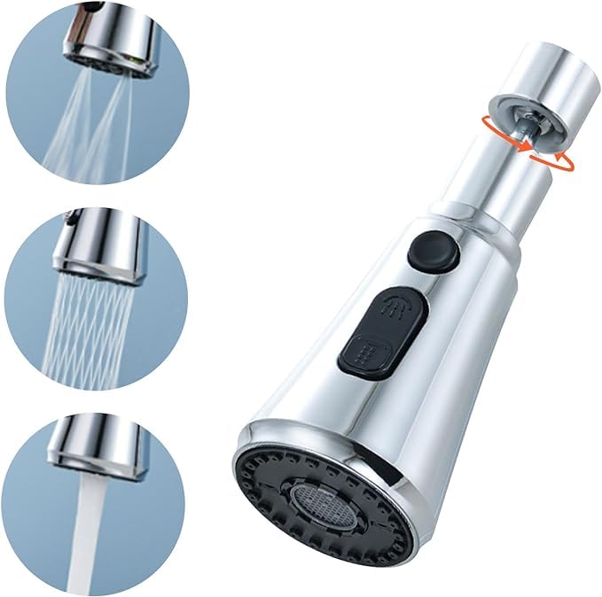 Whixant 360 Rotateble Kitchen Tap Spray Head Faucet Extend Nozzle with 3 Modes Adjustable Tap Aerator Replacement Part for Kitchen Bathroom Mixer - Image 1