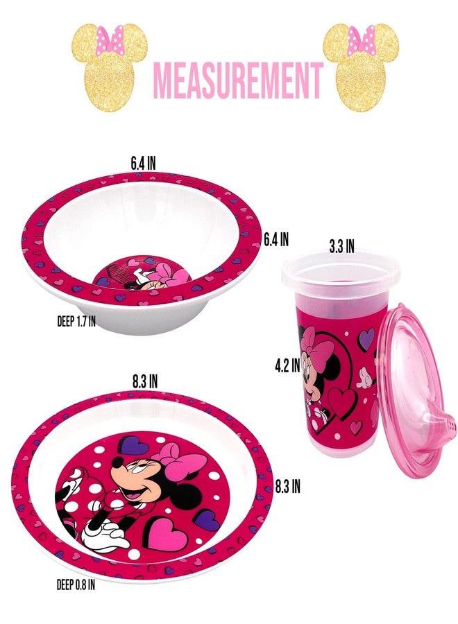 Disney Classic Disney Minnie Mouse Dinnerware Set - Bundle with Plate, Bowl, and Cup Stickers More (Minnie Dishes Kids Toddlers) - Image 2