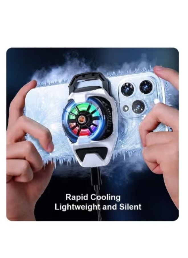 ميمو DL22 Mobile Phone Cooling Fan Cooler Radiator with RGB Lights – Adjustable Semiconductor Heatsink for Fast Heat Dissipation and Overheating Prevention – Portable USB-Powered Back Clip Cell Phone Cooler Compatible with All Smartphones – Silent Operation for Gaming, Streaming, and Extended Mobile Use – Lightweight and Easy to Carry  - Image 3