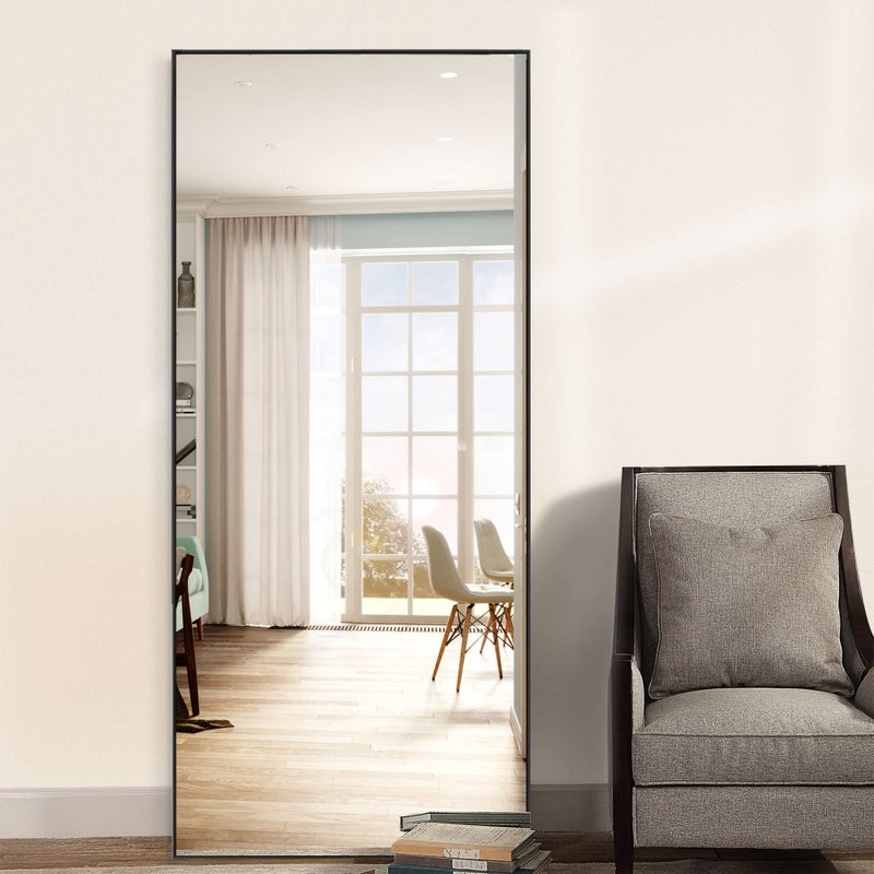 Natsukage 71x24 Full Length Mirror Oversized Floor Mirror with Stand Full Body Mirror Standing Hanging or Leaning Against Wall Dressing Mirror for Bedroom Living Room Aluminum Alloy Frame Black
