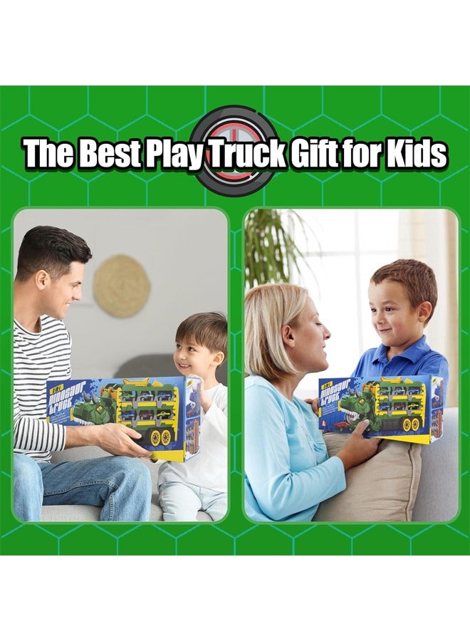 Toddler Toys Car Track Set for 3 4 5 6 Years Old Boys,Toy Cars Track Set Dinosaur Transport Truck with 8 Pcs Die-Cast Cars Toys, Truck Toys Set Gifts for Age 3-12 Years Old Kids Boys Girls - Image 3