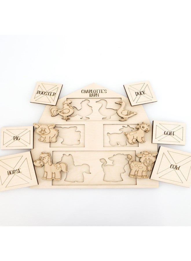 Wood Laser Carving Early Education Enlightenment Life Cycle Puzzle Multi-layer Insect Puzzle Toys Children's Puzzle Puzzle Puzzle-Color:Farm Puzzle - Image 1
