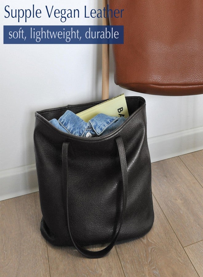 Hoxis Zipper Tote Bag for Women Soft Vegan Leather Handbag for Work, Travel & Everyday Use (Black) - Image 5