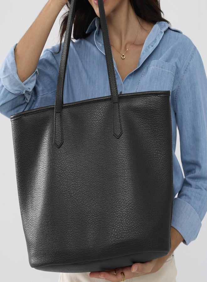 Hoxis Zipper Tote Bag for Women Soft Vegan Leather Handbag for Work, Travel & Everyday Use (Black) - Image 2