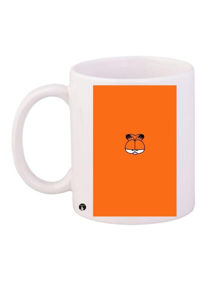 RYN Cartoon Printed Coffee Mug White/Orange/Black 11ounce