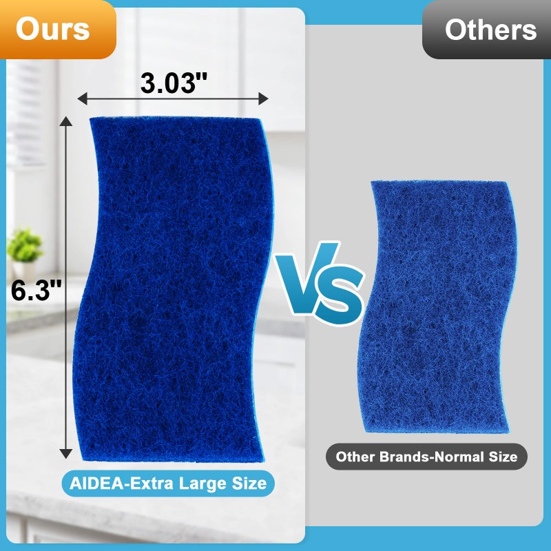 AIDEA XL Scrub Sponges Non-Scratch 24Count, Extra Large Sponges Kitchen, Sponge for Dishes, Cleans Fast Without Scratching Safe for Non-Stick Cookware, Cleaning Power for Kitchen, House - Image 2