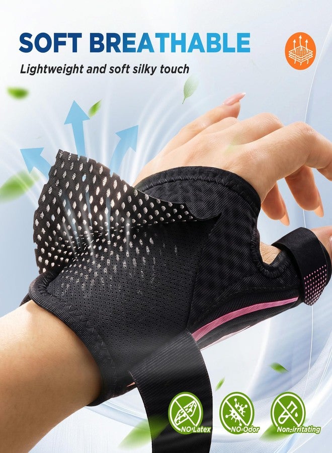 FITSOON Thumb Support Brace | Upgraded Thumb Spica Splint Stabilizer Pain Relief Night Support for De Quervain’ s Tenosynovitis Trigger Finger Arthritis Sprains | Breathable Fabric (Pink/Black, S/M _ Fit both hands) - Image 3