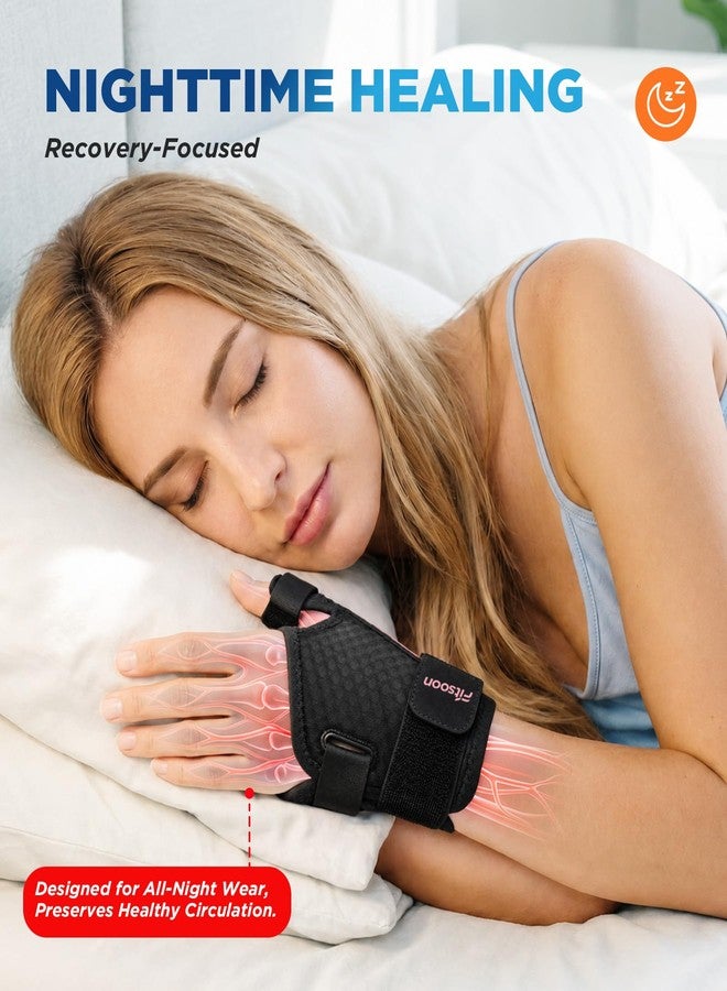 FITSOON Thumb Support Brace | Upgraded Thumb Spica Splint Stabilizer Pain Relief Night Support for De Quervain’ s Tenosynovitis Trigger Finger Arthritis Sprains | Breathable Fabric (Pink/Black, S/M _ Fit both hands) - Image 4
