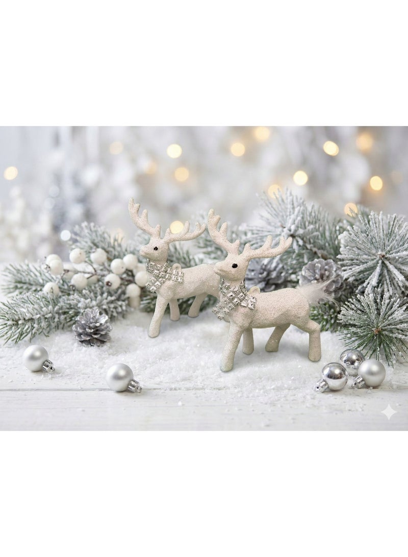 زينة غزال الرنة الأبيض المعلقة لتزيين المنزل وشجرة عيد الميلاد - Image 2