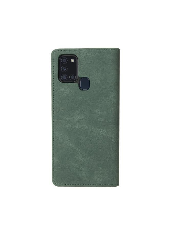 اس-توب جراب لهاتف Samsung Galaxy A21s، جراب جلدي أفقي بسيط مع إغلاق بالشفط وحامل وفتحة للبطاقات ومحفظة - Image 3