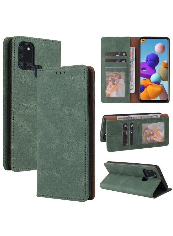 اس-توب جراب لهاتف Samsung Galaxy A21s، جراب جلدي أفقي بسيط مع إغلاق بالشفط وحامل وفتحة للبطاقات ومحفظة - Image 1