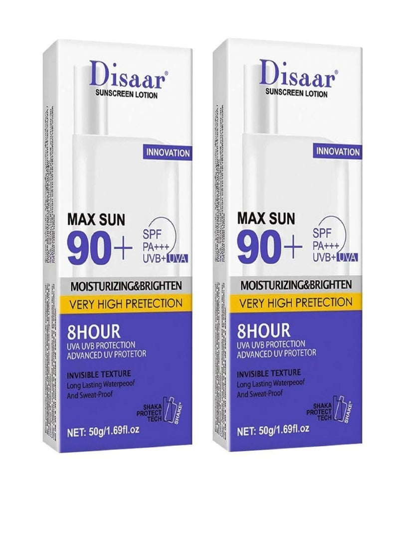 Disaar 2 pieces of Sunscreen Moisturizer  And  Brighten very High Protection SPF 90 2X50 grams - Image 1