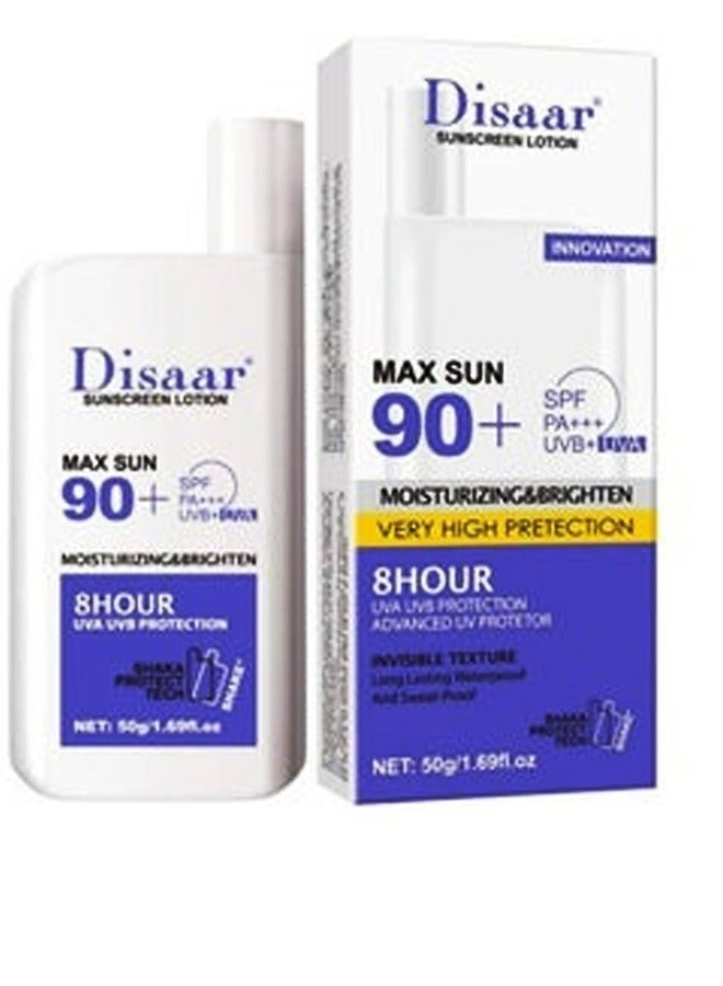 Disaar 2 pieces of Sunscreen Moisturizer  And  Brighten very High Protection SPF 90 2X50 grams - Image 2