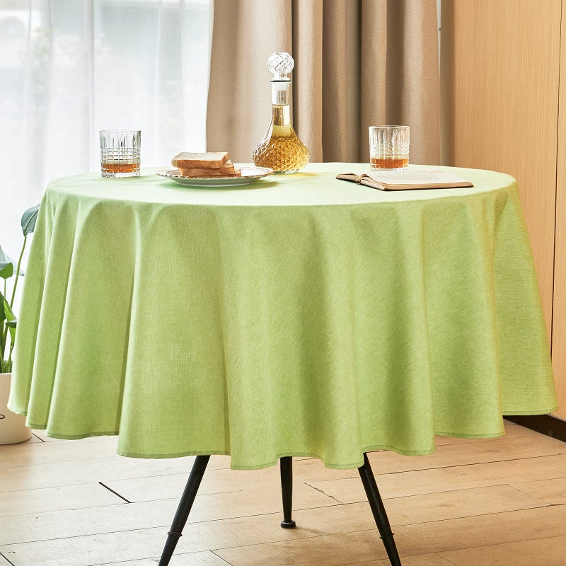 Mebakuk Round Table Cloth Linen Farmhouse Tablecloth Waterproof AntiShrink Soft and Wrinkle Resistant Decorative Fabric Table Cover for Kitchen Mint Green 60 Round 24 Seats