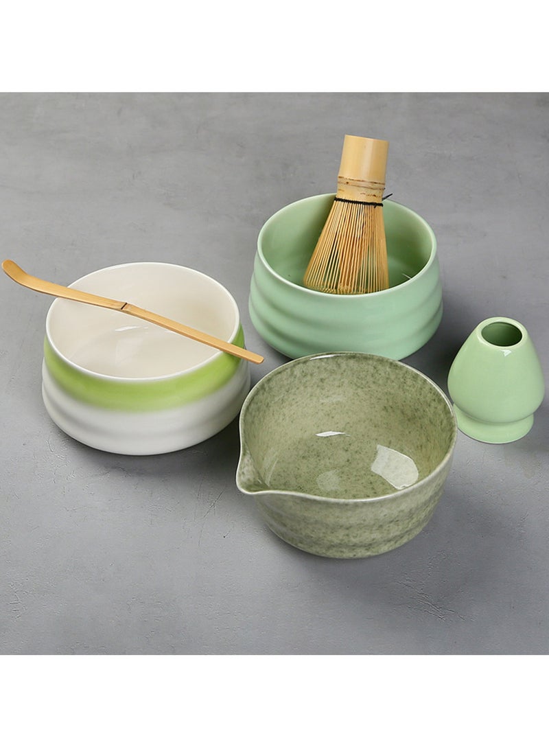Hihonor Matcha Whisk Set, 4pcs Japanese Tea Set,Matcha Whisk,Traditional Scoop, Matcha Bowl, Ceramic Whisk Holder,Traditional Matcha Tool Set for Matcha Tea Ceremony(Green and White) - Image 3
