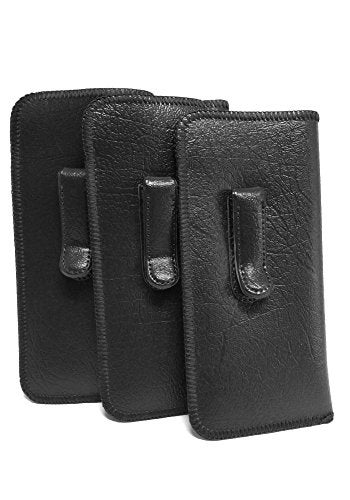 Calabria Soft Slip-In Glasses Case Pocket Belt Metal Clip Black (3 Pack) for Men/Women Synthetic Leather Felt Lining 6.5"x3" - Image 5
