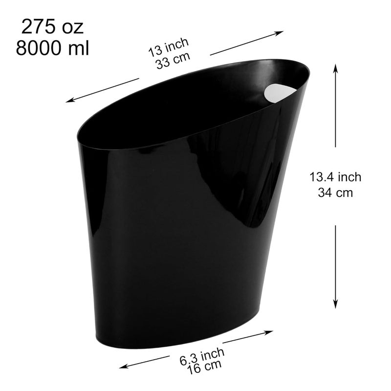 Youngever 2 Gallon Slim Trash Can, Plastic Garbage Container Bin, Small Trash Bin with Handles for Home Office, Living Room, Study Room, Kitchen, Bathroom (2 Pack Black) - Image 2