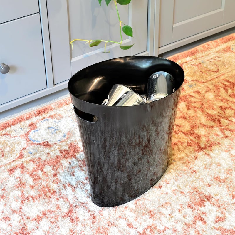 Youngever 2 Gallon Slim Trash Can, Plastic Garbage Container Bin, Small Trash Bin with Handles for Home Office, Living Room, Study Room, Kitchen, Bathroom (2 Pack Black) - Image 3