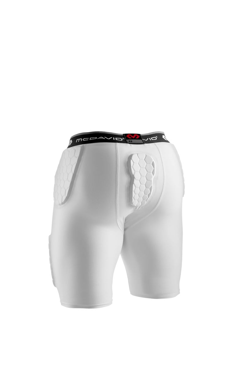 McDavid Men's Compression Shorts with HEX Pads Dual-Density Thudd Tights with Hip, Tailbone, Thigh Padding for Men's Compression Shorts with Cup Pocket White - Image 2