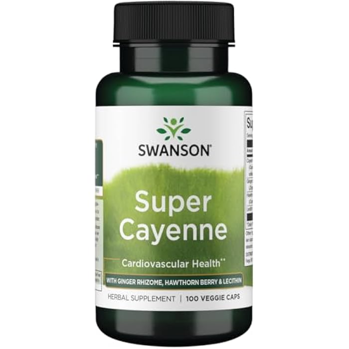 Swanson Super Cayenne - with Ginger Rhizome, Hawthorn Berry & Lecithin 100 Veg Caps - Image 1