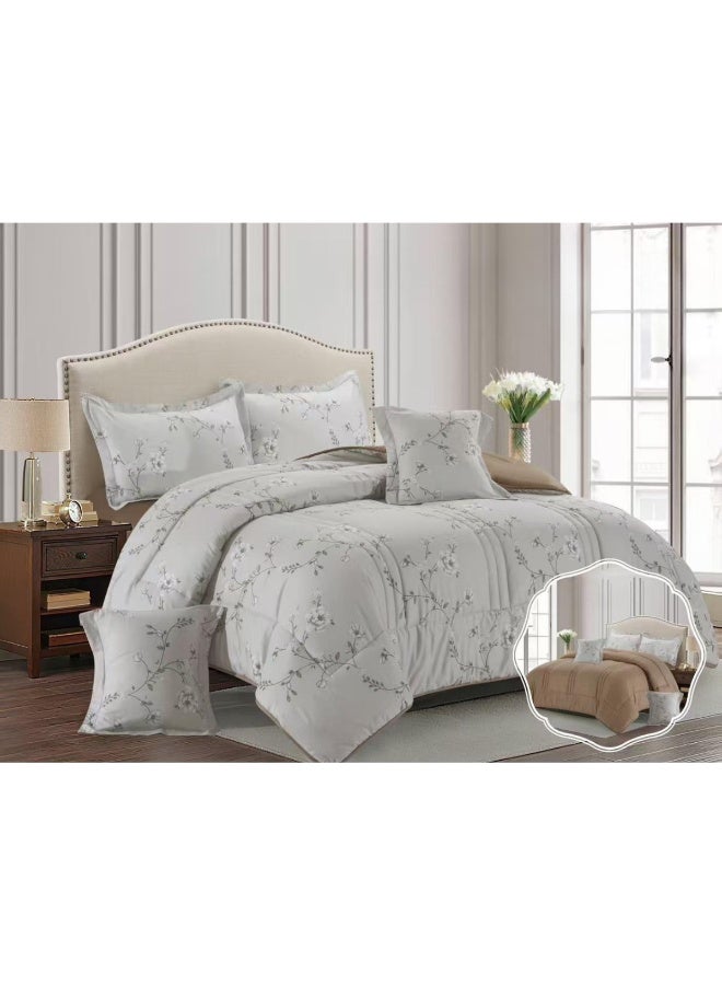 بلو سكاي مفرش سرير نفر ونص من المايكروفايبر بنسبة 100% ، غطاء سرير ، قابل للاستخدام على الوجهين، طقم مفارش بحشوة مريحة ، طقم نوم يتكون من 4 قطع ( مفرش بحشوة + واقي مرتبة + كيس مخدة + كيس وسادة مربعة ) مقاس المفرش 170X230 سم ومقاس المغاط 140x200 سم ( اللون نفس الصورة) - Image 1