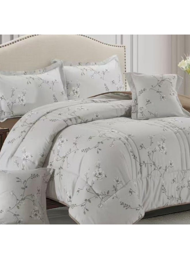 بلو سكاي مفرش سرير نفر ونص من المايكروفايبر بنسبة 100% ، غطاء سرير ، قابل للاستخدام على الوجهين، طقم مفارش بحشوة مريحة ، طقم نوم يتكون من 4 قطع ( مفرش بحشوة + واقي مرتبة + كيس مخدة + كيس وسادة مربعة ) مقاس المفرش 170X230 سم ومقاس المغاط 140x200 سم ( اللون نفس الصورة) - Image 3