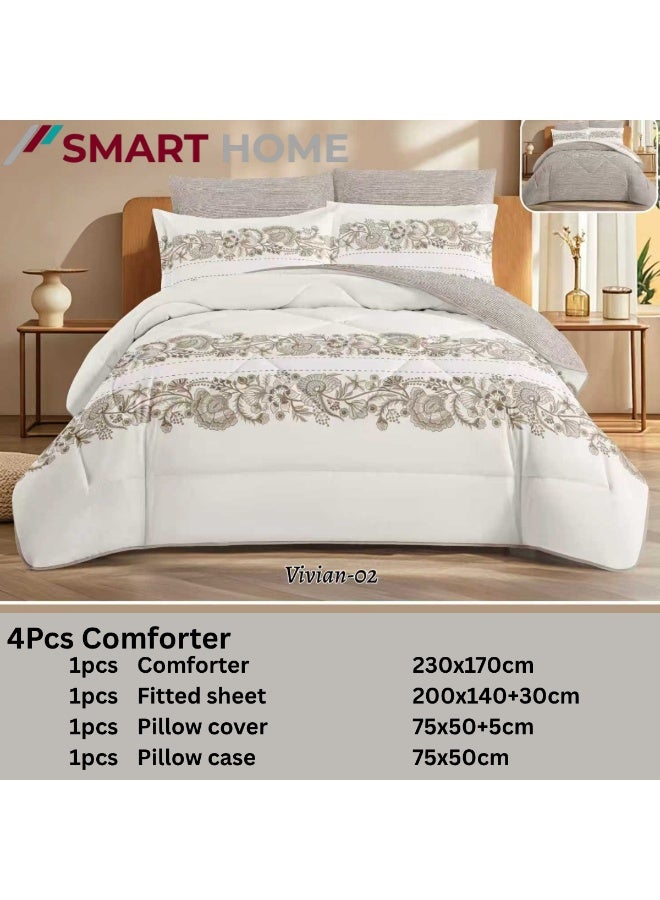 SMART HOME 100% microfiber Duvet Set, reversible bed cover, comfortable filling bed Comforter set, 4-piece sleeping set (filled Duvet, Fitted Sheet, pillowcase, and square pillowcover). Duvet size: 230x170 cm - Image 2