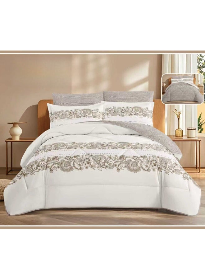 SMART HOME 100% microfiber Duvet Set, reversible bed cover, comfortable filling bed Comforter set, 4-piece sleeping set (filled Duvet, Fitted Sheet, pillowcase, and square pillowcover). Duvet size: 230x170 cm - Image 1