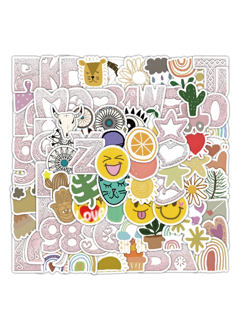 قوس قزح أورينبو 100 قطعة من ملصقات بوهو الصغيرة اللطيفة، ملصقات فنية بألوان الباستيل الدافئة لزجاجات المياه وأجهزة الكمبيوتر المحمولة، ملصقات بوهو الجميلة للنساء والفتيات - Image 1