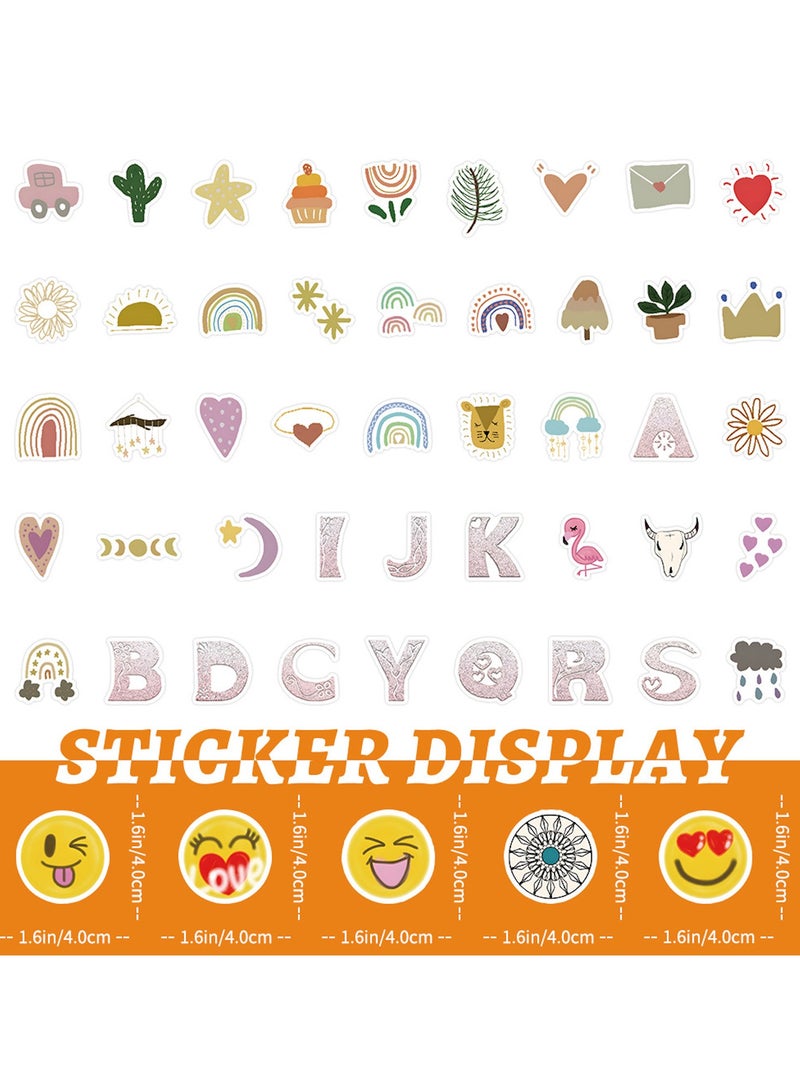 قوس قزح أورينبو 100 قطعة من ملصقات بوهو الصغيرة اللطيفة، ملصقات فنية بألوان الباستيل الدافئة لزجاجات المياه وأجهزة الكمبيوتر المحمولة، ملصقات بوهو الجميلة للنساء والفتيات - Image 3