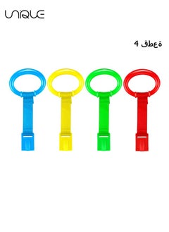 Unique 4 Pieces Baby Stand Up Walker Tool Ring for Playpen Toddler Crib Hooks General Use Toddler Training Ring Baby Toys Bed Rings for Baby Stand Up (Yellow, Red, Green, Blue)  - Image 1