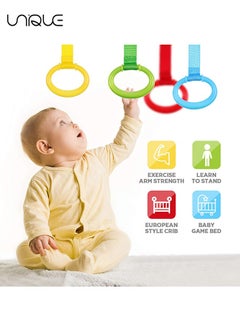 Unique 4 Pieces Baby Stand Up Walker Tool Ring for Playpen Toddler Crib Hooks General Use Toddler Training Ring Baby Toys Bed Rings for Baby Stand Up (Yellow, Red, Green, Blue)  - Image 4