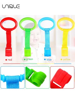Unique 4 Pieces Baby Stand Up Walker Tool Ring for Playpen Toddler Crib Hooks General Use Toddler Training Ring Baby Toys Bed Rings for Baby Stand Up (Yellow, Red, Green, Blue)  - Image 3