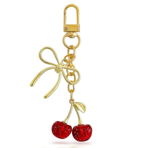 FASTFAIRY Keychain Cherry Bag Charms Purse: Key Chains Women Cute - Car keyrings leather handbags - Valentines Day Gifts - Image 1