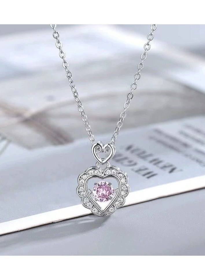 Goolsky Dainty Pink Heart Necklace for Her – Cute Crystal Pendant, Romantic Gift for Girlfriend, Valentine’s Day Jewelry, Sweet Minimalist Choker - Image 3