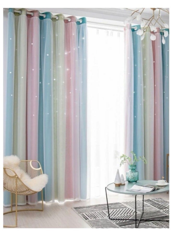KYD - 1 Panel Blackout Curtains, Decorative Thread Foil Blackout Curtains, Thermal Insulated Room Darkening Curtains for Bedroom Living Room 100*200cm - Image 1