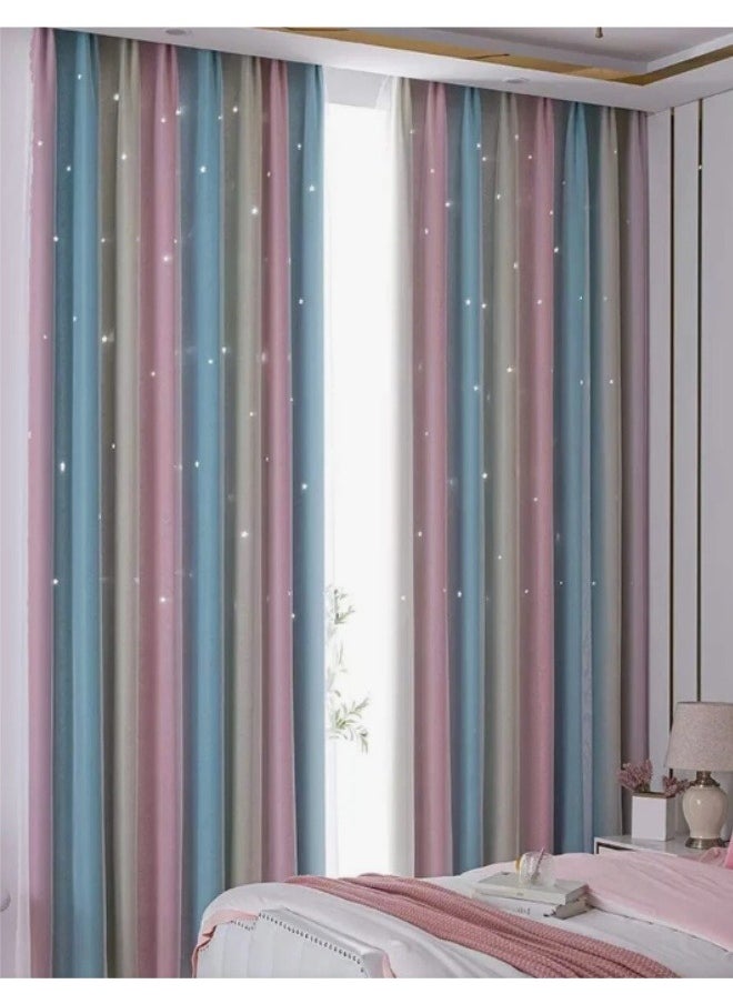 KYD - 1 Panel Blackout Curtains, Decorative Thread Foil Blackout Curtains, Thermal Insulated Room Darkening Curtains for Bedroom Living Room 100*200cm - Image 1