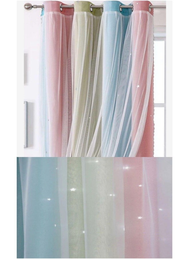 KYD - 1 Panel Blackout Curtains, Decorative Thread Foil Blackout Curtains, Thermal Insulated Room Darkening Curtains for Bedroom Living Room 100*200cm - Image 1