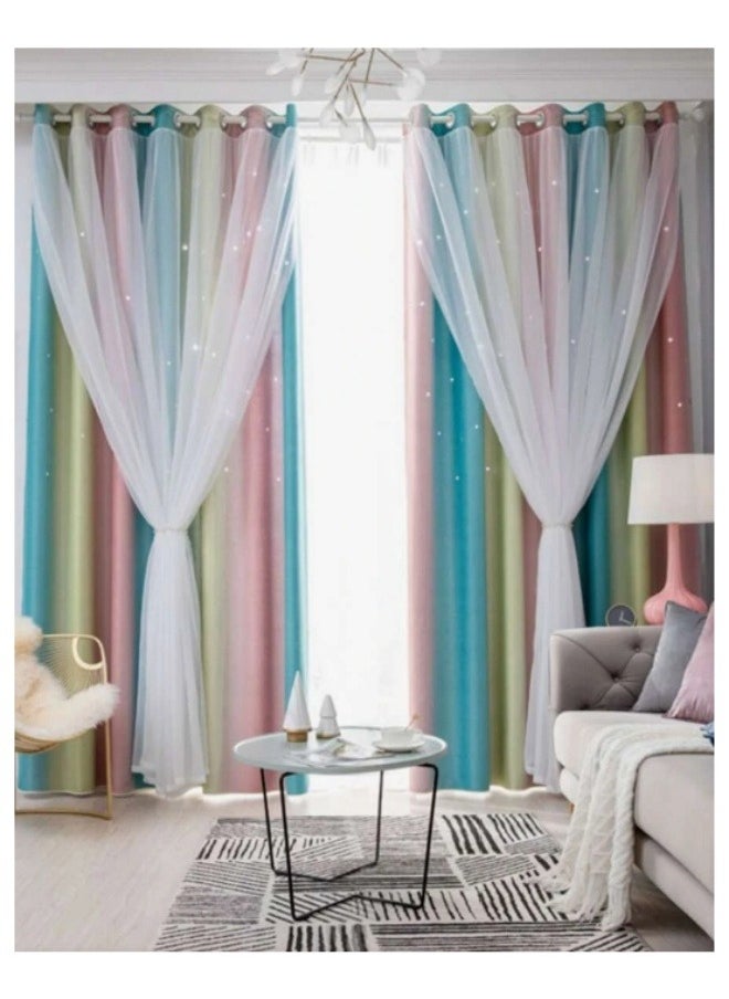 KYD - 1 Panel Blackout Curtains, Decorative Thread Foil Blackout Curtains, Thermal Insulated Room Darkening Curtains for Bedroom Living Room 100*200cm - Image 1