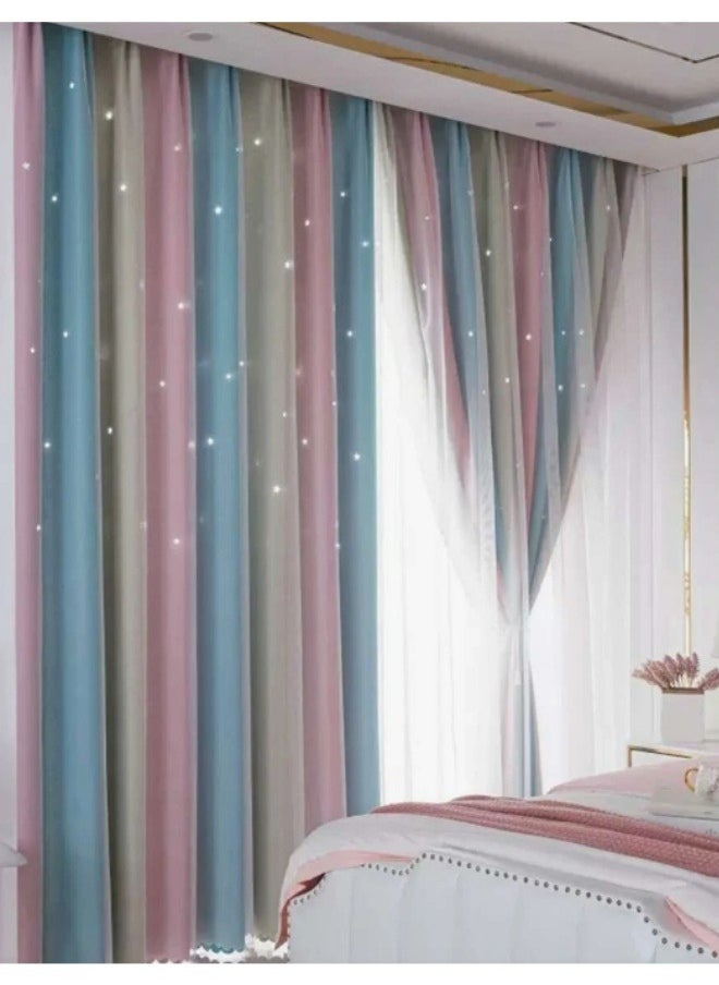 KYD - 1 Panel Blackout Curtains, Decorative Thread Foil Blackout Curtains, Thermal Insulated Room Darkening Curtains for Bedroom Living Room 100*200cm - Image 1