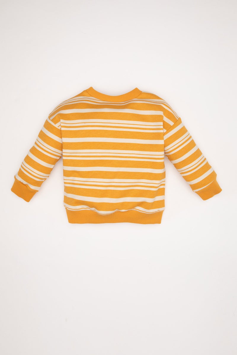 DeFacto Baby Boy Regular Fit Striped Soft Furry Thin Sweatshirt - Image 4