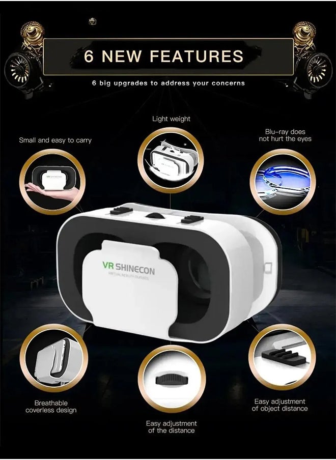 VR SHINECON - VR 3D Virtual Reality Headset with Bluetooth Remote Control(Support 4.7-6.0 inch mobile phones) - Image 1